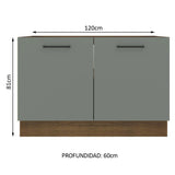 Bajo Mesada Cocina 120 x 60 cm 2 Puertas (Sin Mesada) Marrón/Gris Agata Madesa