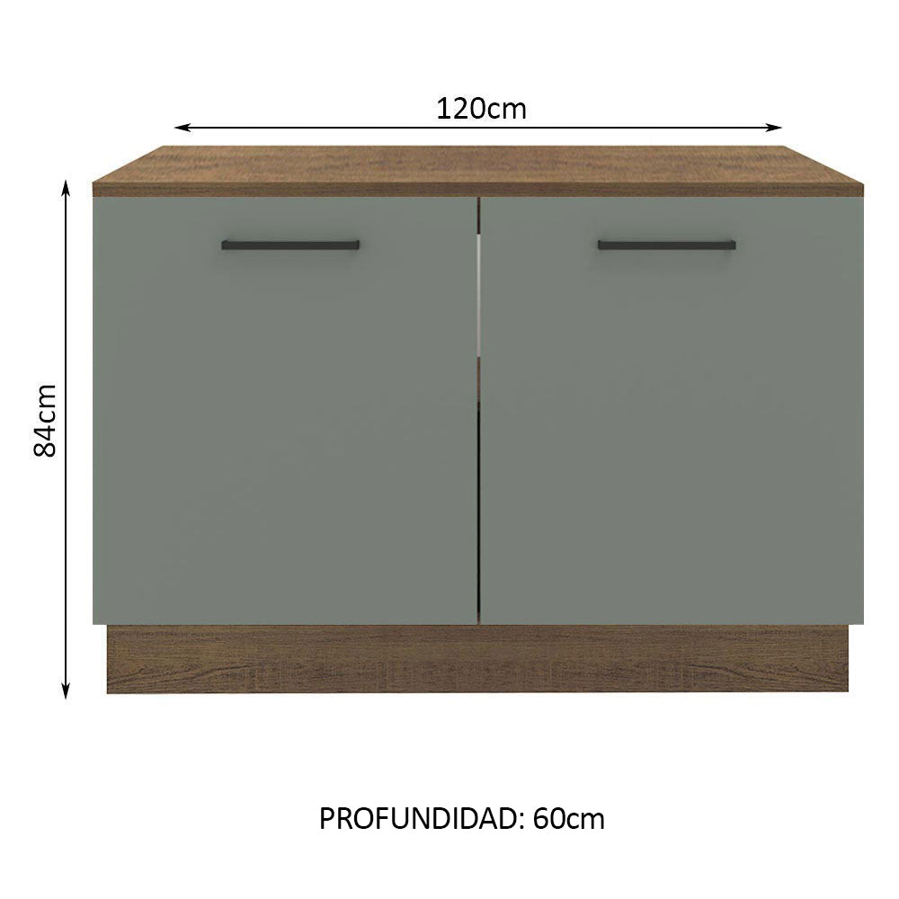 Bajo Mesada Cocina 120 x 60 cm 2 Puertas (Con Mesada) Marrón/Gris Agata Madesa