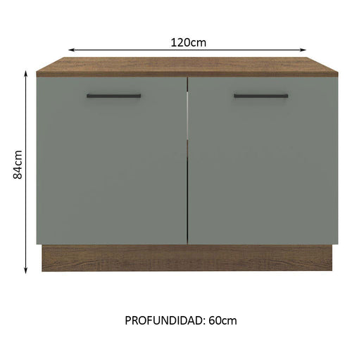 Bajo Mesada 120 cm 2 Puertas Marrón/Gris Agata Madesa