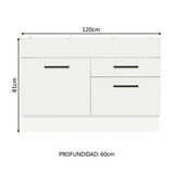 Bajo Mesada Cocina 120 cm x 60 cm, 2 Cajones 1 Puerta Agata Blanco