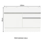Bajo Mesada 120 x 60 cm 1 Puerta 2 Cajones (Sin Mesada) Blanco Glamy Madesa