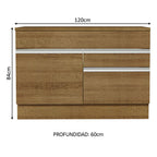 Bajo Mesada 120 x 60 cm 1 Puerta 2 Cajones (Con Mesada) Marrón Glamy Madesa