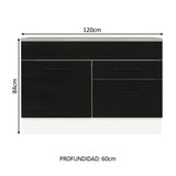 Bajo Mesada Cocina 120 x 60 cm 1 Puerta 2 Cajones Blanco/Negro (Con Mesada) Agata Madesa