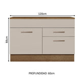 Bajo Mesada Cocina 120 x 60 cm 1 Puerta 2 Cajones Marrón/Crema (Con Mesada) Agata Madesa