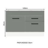 Bajo Mesada Cocina 120 x 60 cm 1 Puerta 2 Cajones (Sin Mesada) Blanco/Gris Agata Madesa