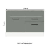 Bajo Mesada Cocina 120 x 60 cm 1 Puerta 2 Cajones (Con Mesada) Blanco/Gris Agata Madesa
