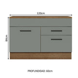Bajo Mesada Cocina 120 x 60 cm 1 Puerta 2 Cajones (Con Mesada) Marrón/Gris Agata Madesa