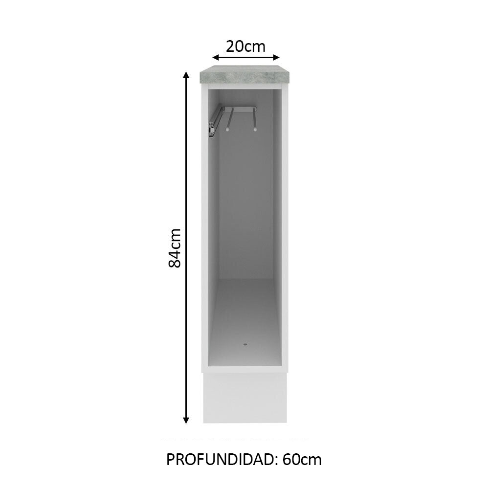 Bajo Mesada Repassador 20 x 60 cm (Con Mesada) para Cocinas Blanco Madesa