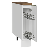 Especiero 20 cm X 60 cm, 1 puerta (Con Mesada), Blanco/Blanco Aterciopelado/Marrón Lux Madesa