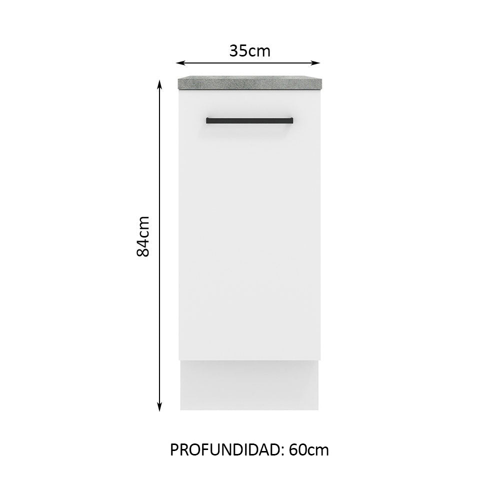Bajo Mesada Cocina 35 x 60 cm 1 Puerta (Con Mesada) Blanco Agata Madesa