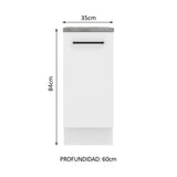 Bajo Mesada Cocina 35 x 60 cm 1 Puerta (Con Mesada) Blanco Agata Madesa
