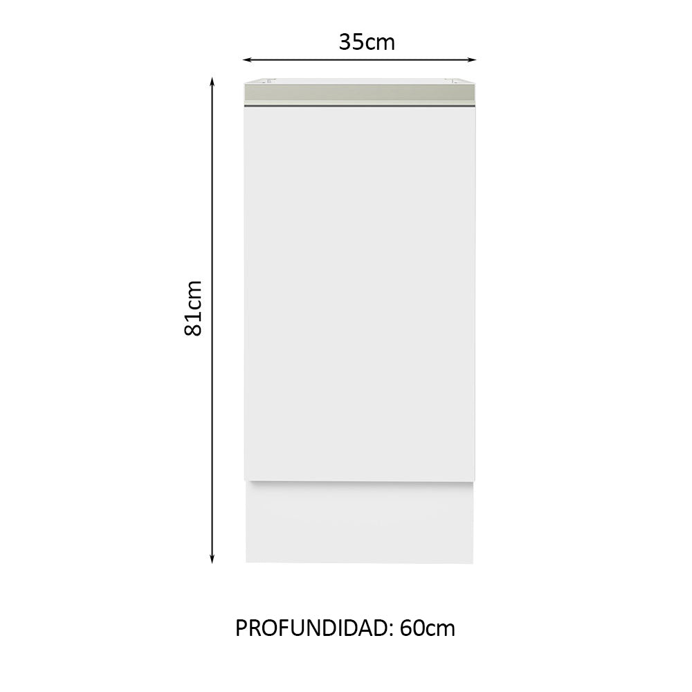 Bajo Mesada Cocina 35 x 60 cm 1 Puerta (Sin Mesada) Blanco Glamy Madesa