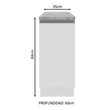 Bajo Mesada Madesa Glamy 35 x 60 cm 1 Puerta (Con Mesada) Blanco