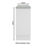 Bajo Mesada Cocina 35 x 60 cm 1 Puerta (Con Mesada) Blanco Stella Madesa