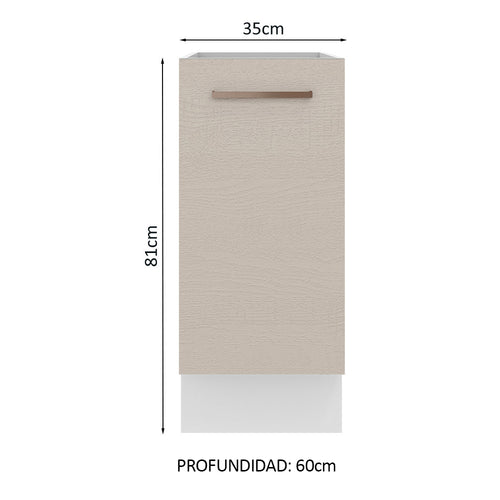 Bajo Mesada 35 cm 1 Puerta Sin Mesada Blanco/Crema Agata Madesa