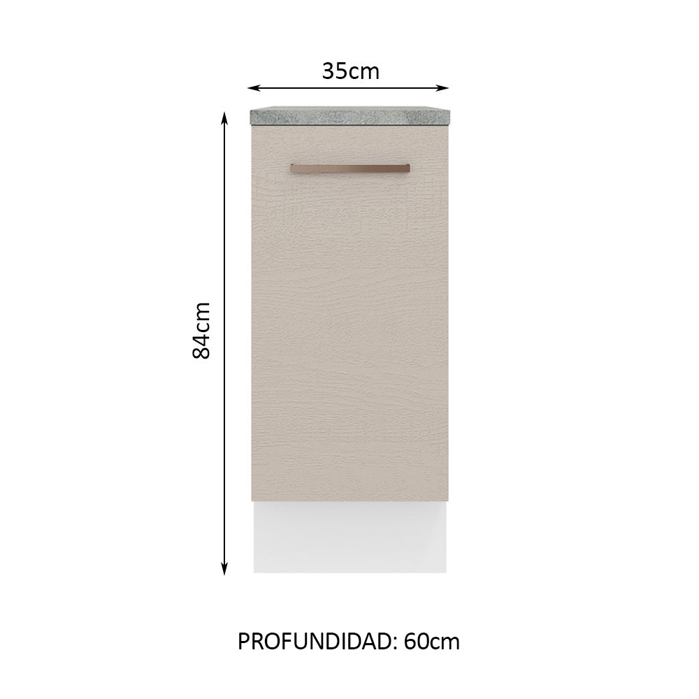 Bajo Mesada Cocina 35 x 60 cm 1 Puerta (Con Mesada) Blanco/Crema Agata Madesa
