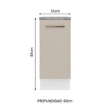 Bajo Mesada Cocina 35 x 60 cm 1 Puerta (Con Mesada) Blanco/Crema Agata Madesa