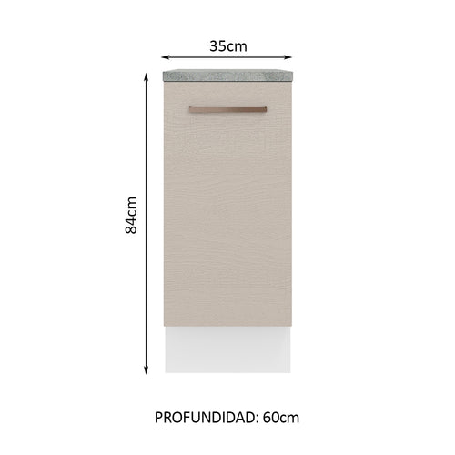 Bajo Mesada 35 cm 1 Puerta Blanco/Crema Agata Madesa