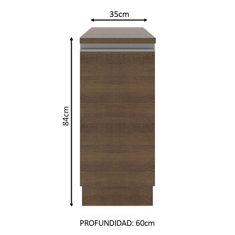 Bajo Mesada Madesa Glamy 35 x 60 cm 1 Puerta (Con Mesada) Marrón