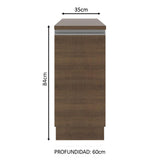 Bajo Mesada Madesa Glamy 35 x 60 cm 1 Puerta (Con Mesada) Marrón