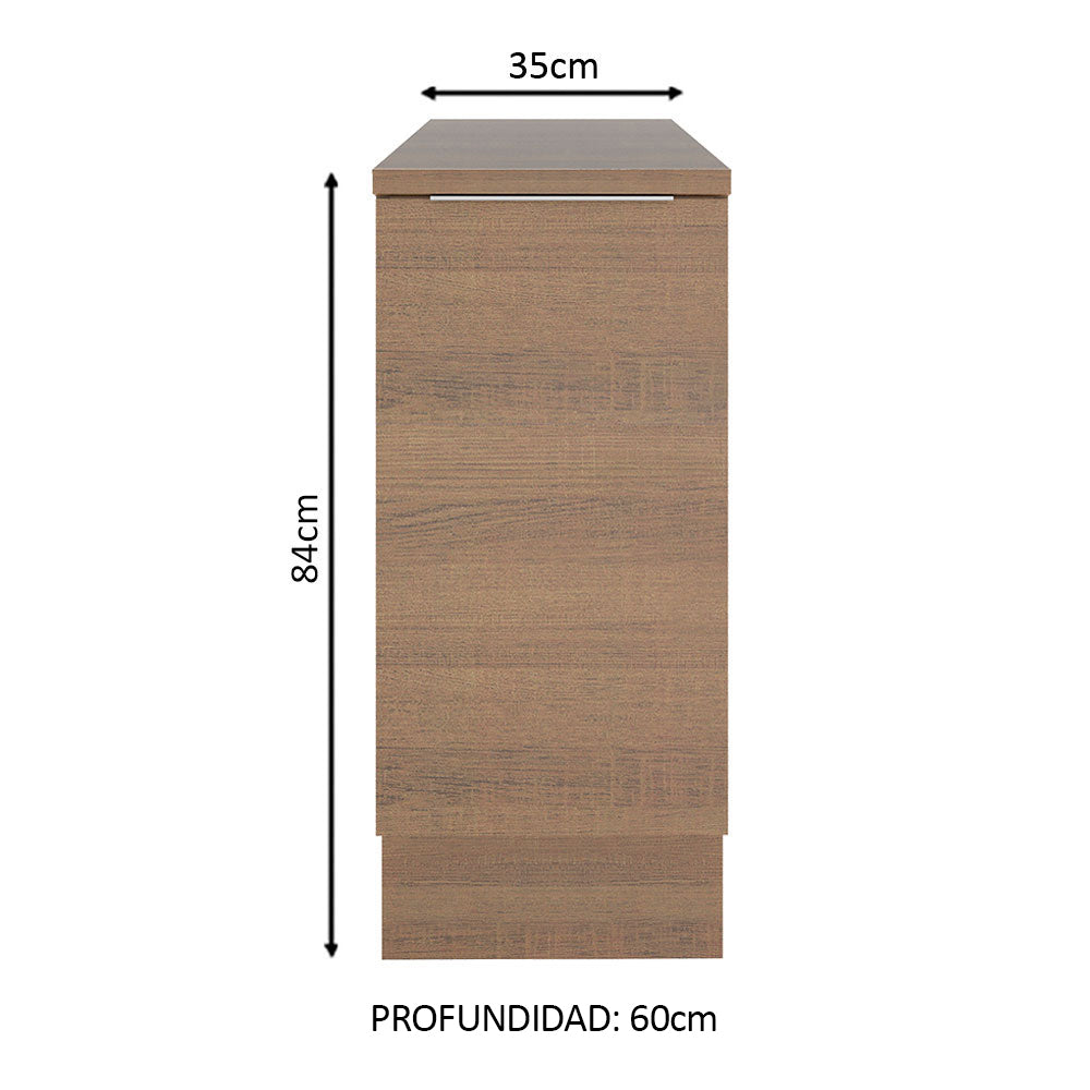 Bajo Mesada Cocina 35 x 60 cm 1 Puerta (Con Mesada) Marrón Stella Madesa