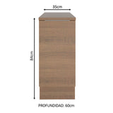 Bajo Mesada Cocina 35 x 60 cm 1 Puerta (Con Mesada) Marrón Stella Madesa