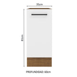 Bajo Mesada 35 x 60 cm 1 Puerta (Sin Mesada) Agata Marrón/Blanco