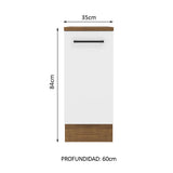 Bajo Mesada Cocina 35 x 60 cm 1 Puerta (Con Mesada) Marrón/Blanco Agata Madesa