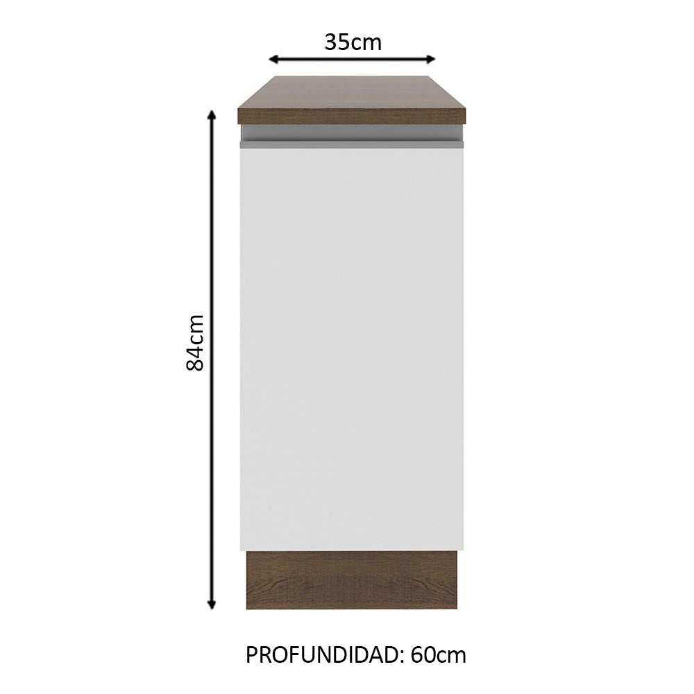 Bajo Mesada Madesa Glamy 35 x 60 cm 1 Puerta (Con Mesada) Marrón/Blanco
