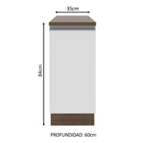 Bajo Mesada Madesa Glamy 35 x 60 cm 1 Puerta (Con Mesada) Marrón/Blanco