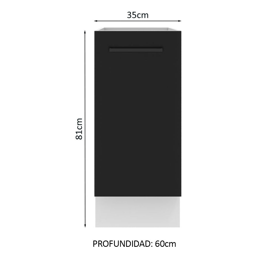 Bajo Mesada Cocina 35 x 60 cm 1 Puerta (Sin Mesada) Blanco/Negro Agata Madesa