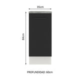 Bajo Mesada Cocina 35 x 60 cm 1 Puerta (Con Mesada) Blanco/Negro Agata Madesa