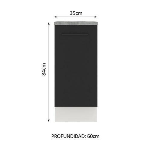 Bajo Mesada 35 cm 1 Puerta Blanco/Negro Agata Madesa