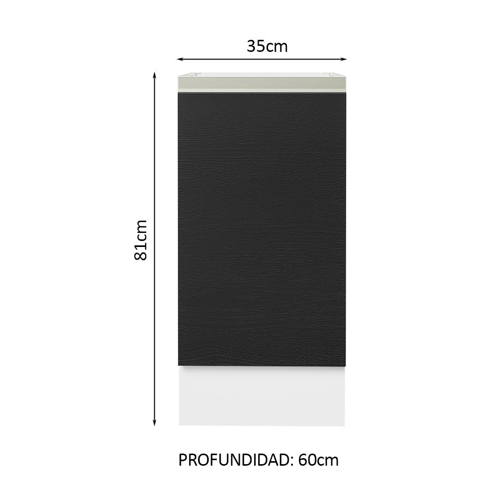 Bajo Mesada Cocina 35 x 60 cm 1 Puerta (Sin Mesada) Blanco/Negro Glamy Madesa
