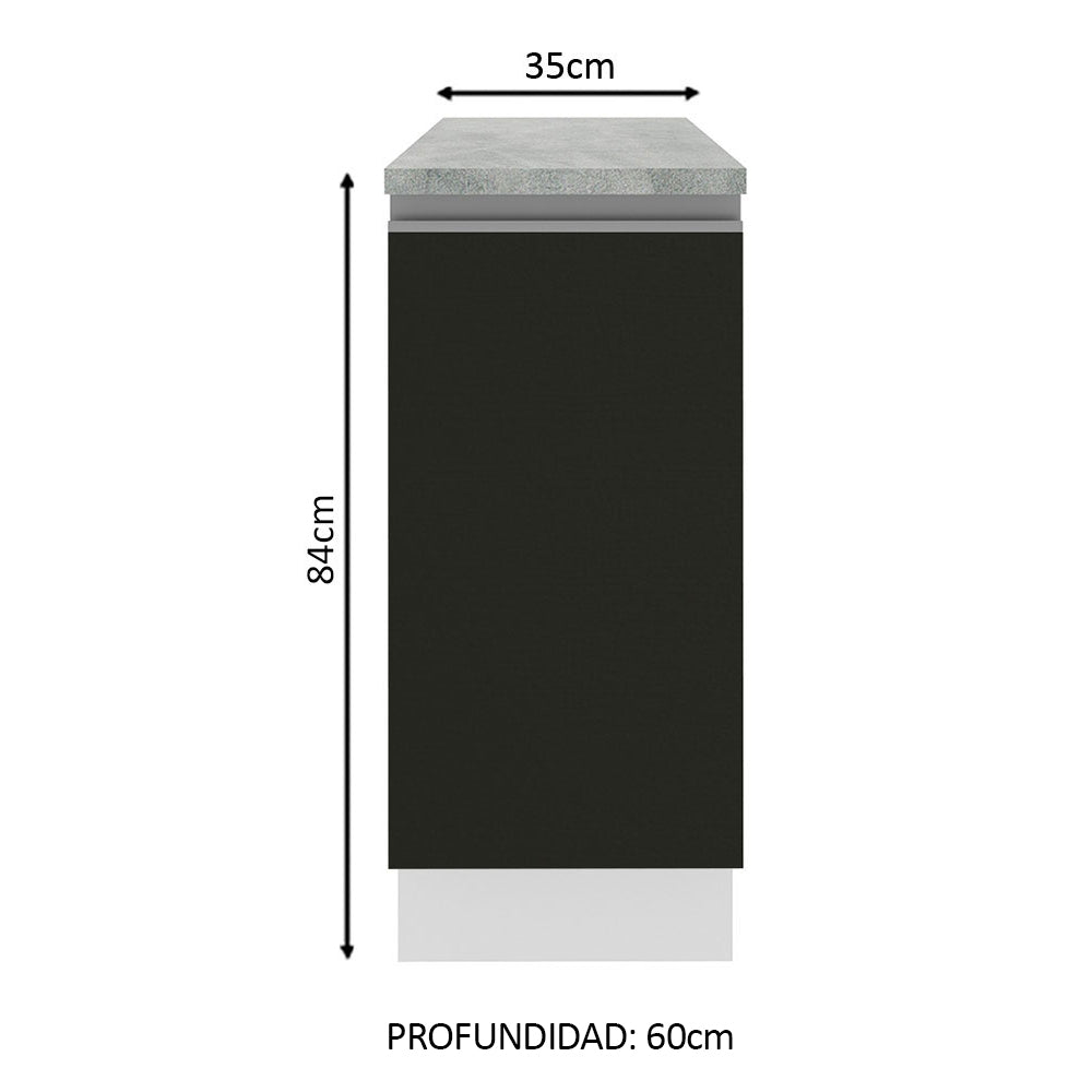 Bajo Mesada Madesa Glamy 35 x 60 cm 1 Puerta (Con Mesada) Blanco/Negro