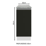Bajo Mesada Madesa Glamy 35 x 60 cm 1 Puerta (Con Mesada) Blanco/Negro