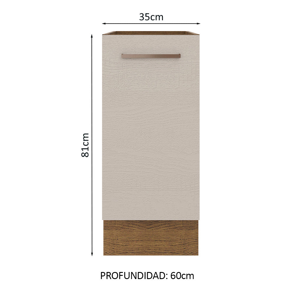 Bajo Mesada 35 x 60 cm, 1 Puertas (Sin Mesada) Agata Marrón/Crema