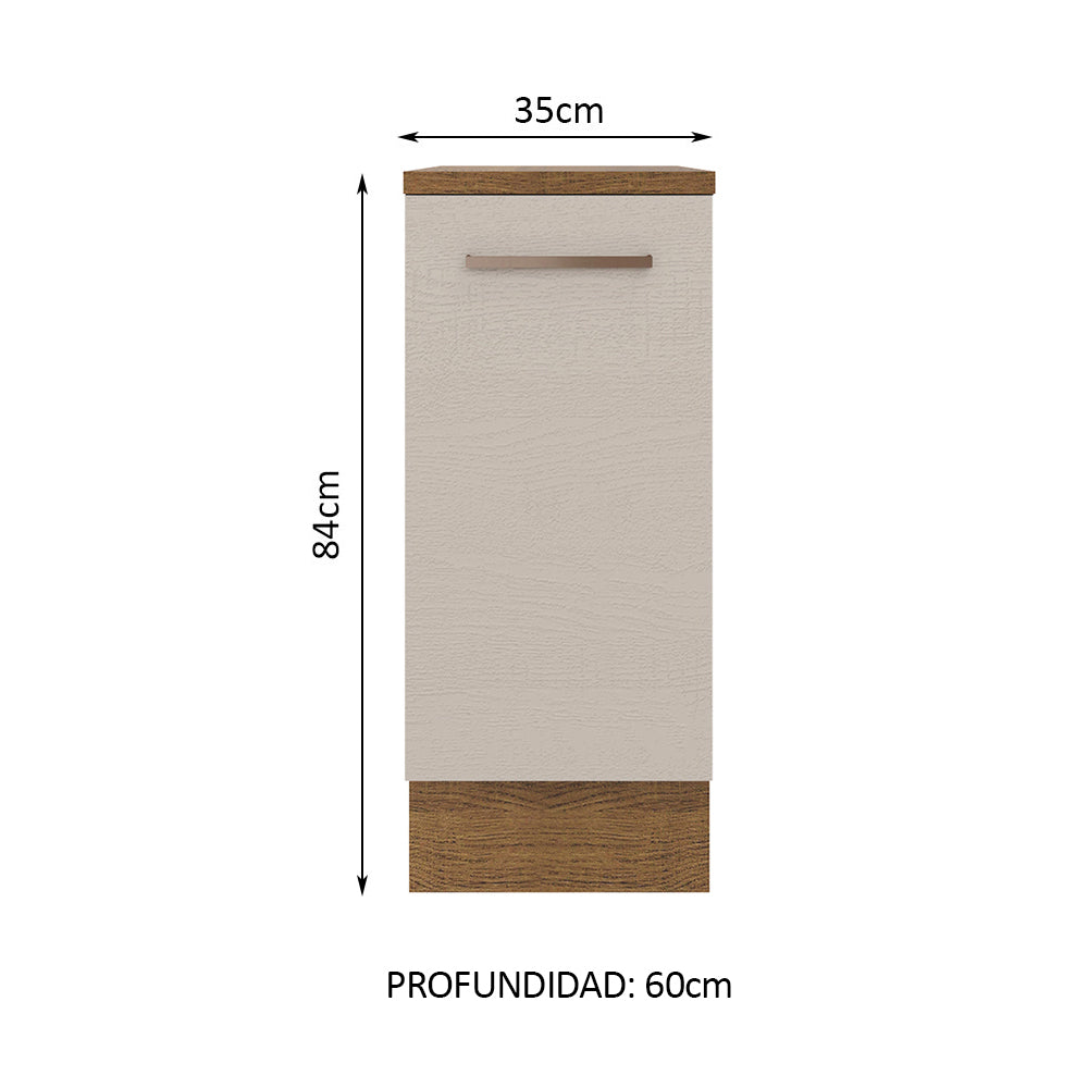 Bajo Mesada Cocina 35 x 60 cm 1 Puerta (Con Mesada) Marrón/Crema Agata Madesa
