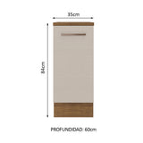 Bajo Mesada Cocina 35 x 60 cm 1 Puerta (Con Mesada) Marrón/Crema Agata Madesa