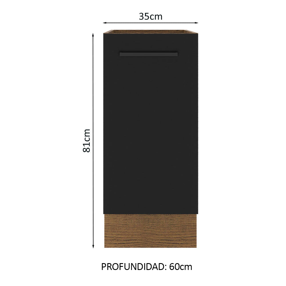 Bajo Mesada Cocina 35 x 60 cm 1 Puerta (Sin Mesada) Marrón/Negro Agata Madesa