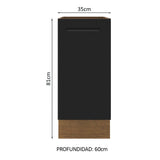 Bajo Mesada Cocina 35 x 60 cm 1 Puerta (Sin Mesada) Marrón/Negro Agata Madesa
