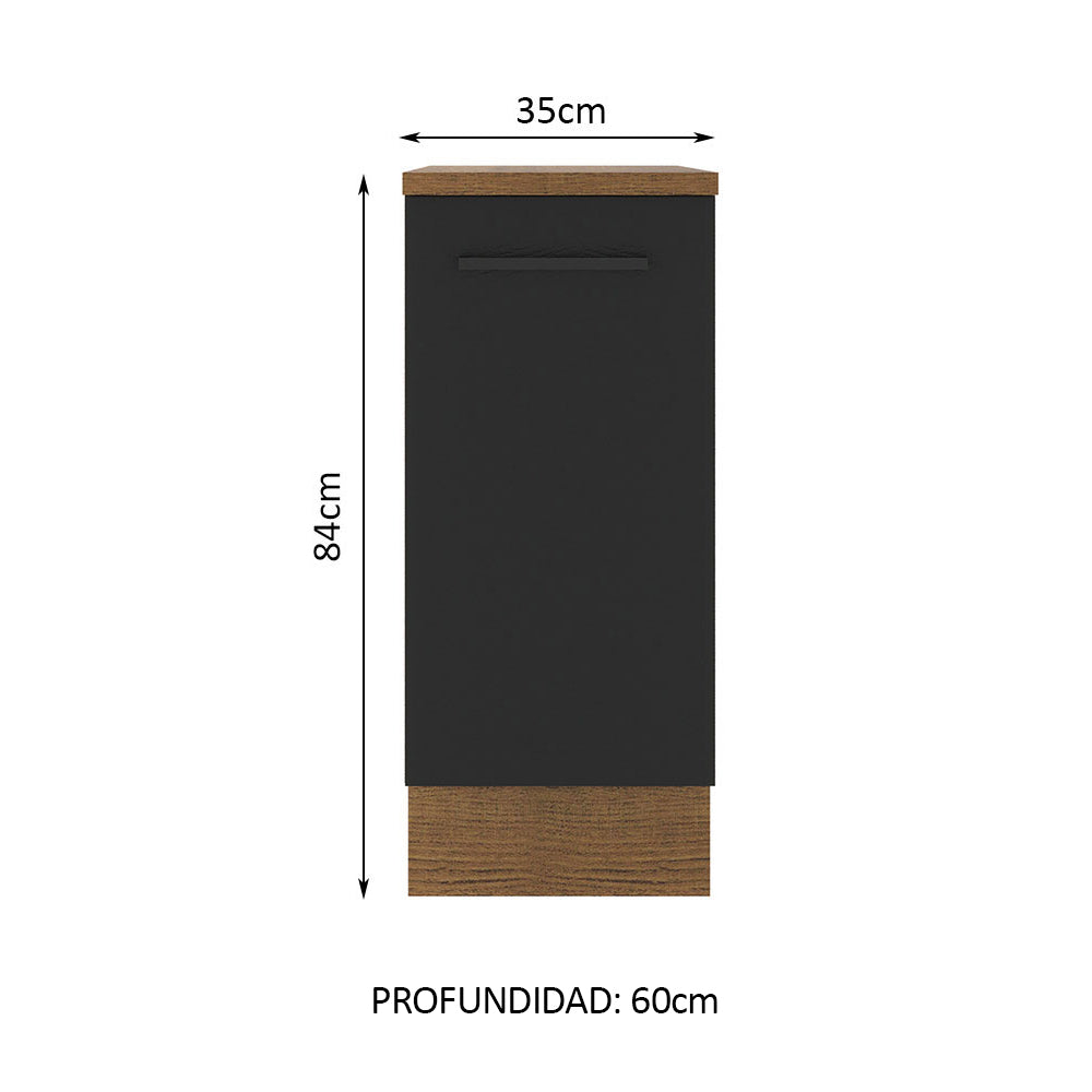 Bajo Mesada Cocina 35 x 60 cm 1 Puerta (Con Mesada) Marrón/Negro Agata Madesa