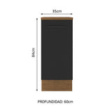 Bajo Mesada Cocina 35 x 60 cm 1 Puerta (Con Mesada) Marrón/Negro Agata Madesa