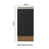 Bajo Mesada Cocina 35 x 60 cm 1 Puerta (Sin Mesada) Marrón/Negro Glamy Madesa