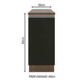 Bajo Mesada Madesa Glamy 35 x 60 cm 1 Puerta (Con Mesada) Marrón/Negro