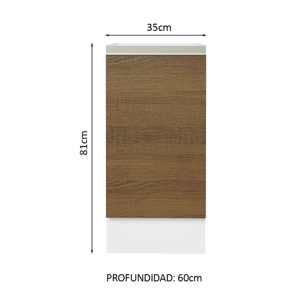 Bajo Mesada Cocina 35 x 60 cm 1 Puerta (Sin Mesada) Blanco/Marrón Glamy Madesa