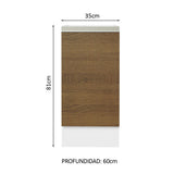 Bajo Mesada Cocina 35 x 60 cm 1 Puerta (Sin Mesada) Blanco/Marrón Glamy Madesa