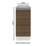 Bajo Mesada Madesa Glamy 35 x 60 cm 1 Puerta (Con Mesada) Blanco/Marrón