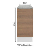 Bajo Mesada Cocina 35 x 60 cm 1 Puerta (Con Mesada) Blanco/Marrón Stella Madesa