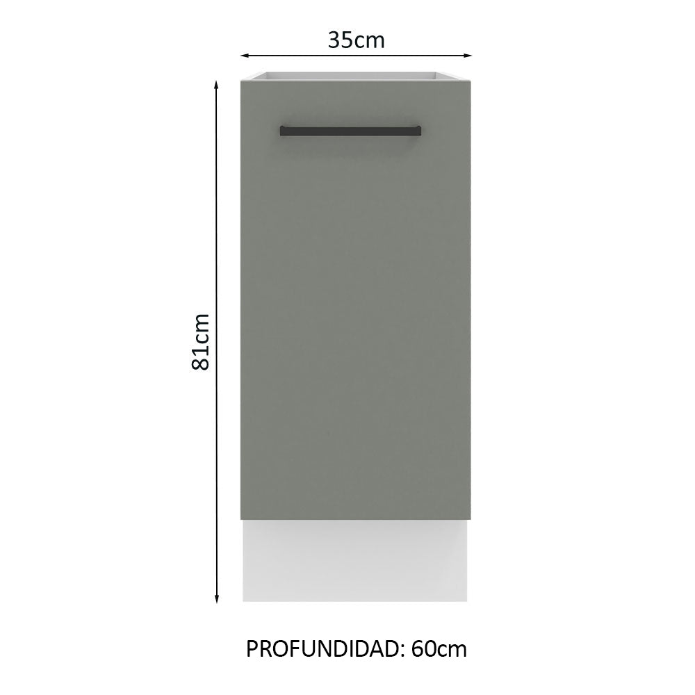 Bajo Mesada Cocina 35 x 60 cm 1 Puerta (Sin Mesada) Blanco/Gris Agata Madesa